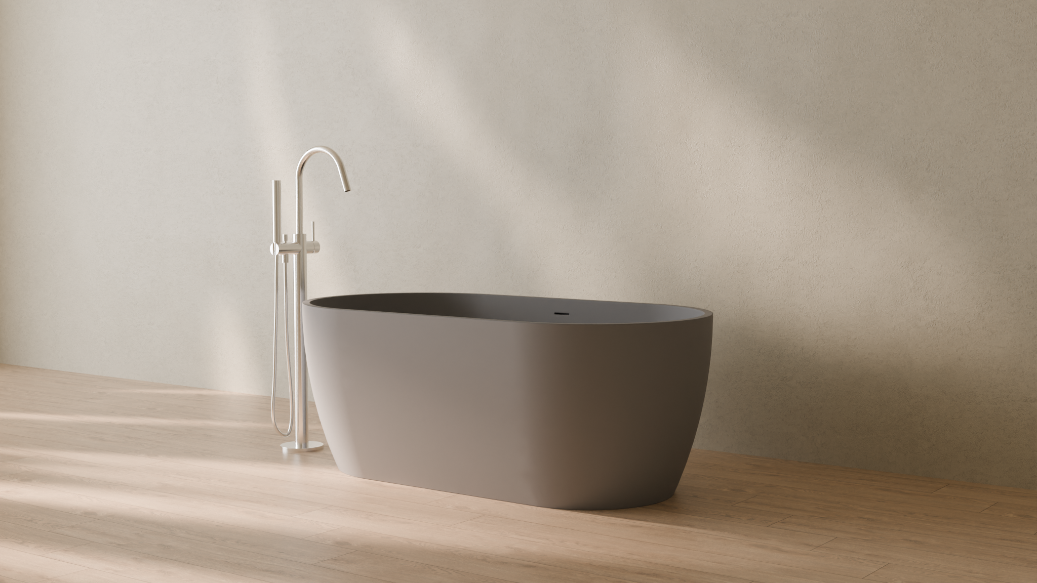 Badeloft render 2026 | BW-02-S | Grey | Matte | angle 3 | 16x9
