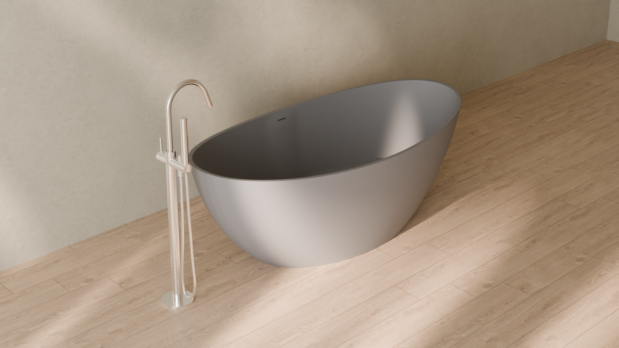 Badeloft render 2026 | BW-03-L | Grey | Matte | angle 4 | 16x9