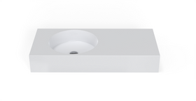 Badeloft WT-02-A glossy white wall mounted sink, front view