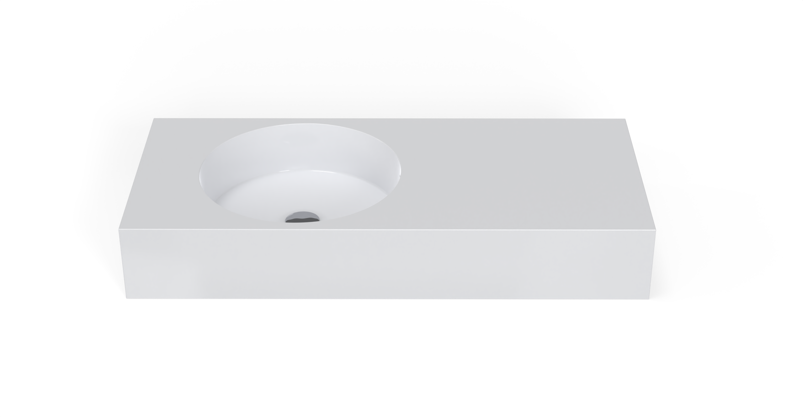 Badeloft WT-02-A glossy white wall mounted sink, front view