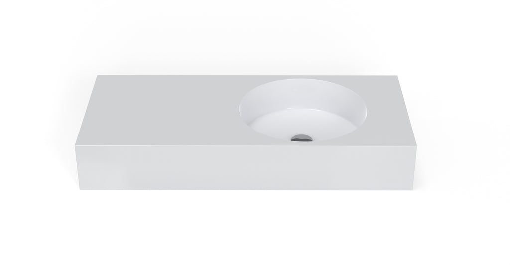 Badeloft WT-02-B glossy white wall mounted sink, silo view 1