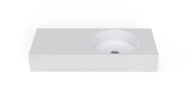 Badeloft WT-02-B glossy white wall mounted sink, silo view 1