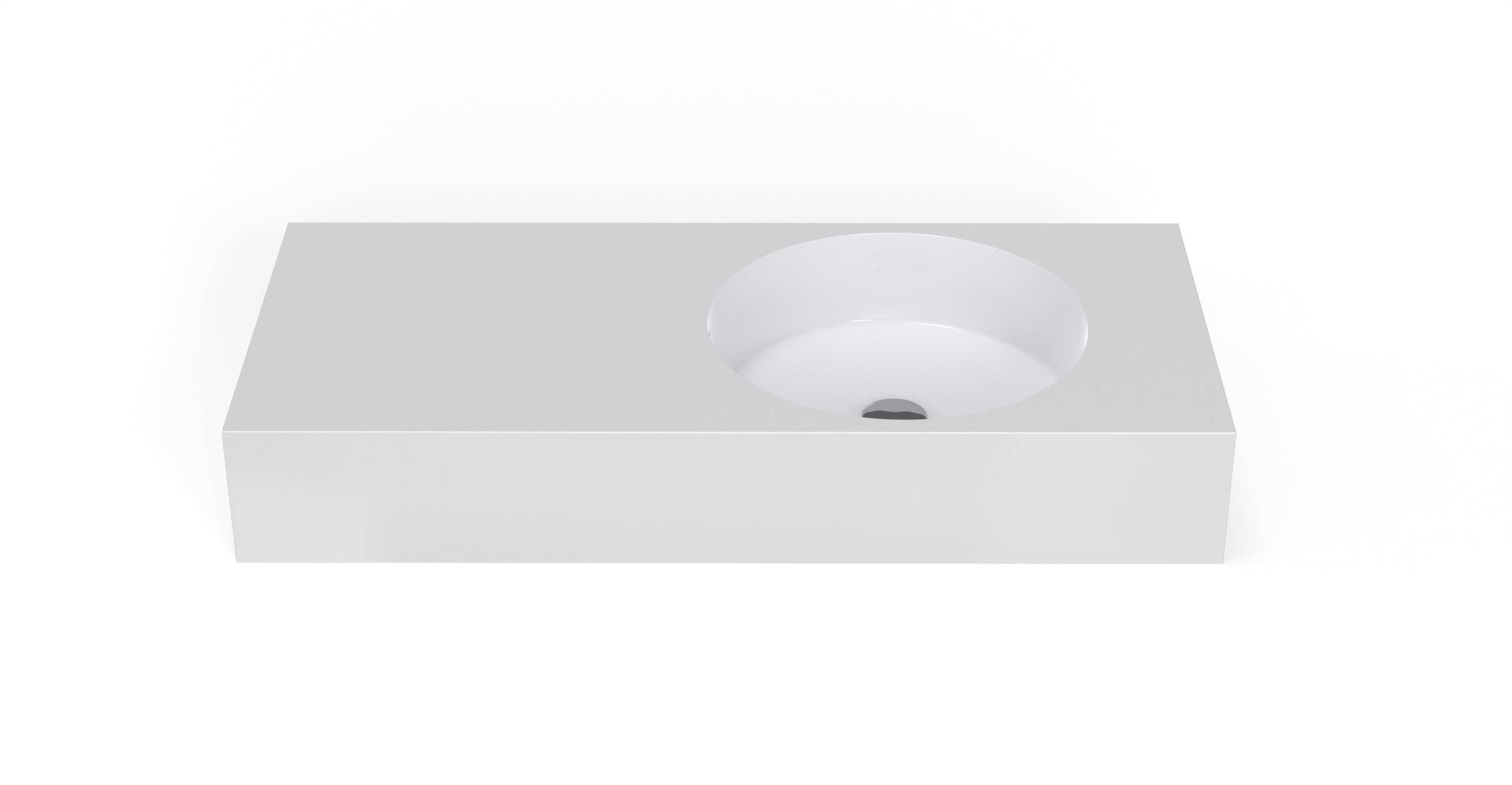 Badeloft WT-02-B glossy white wall mounted sink, silo view 1