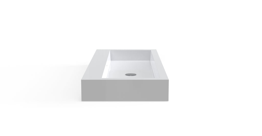 Badeloft WT-06-XXL glossy white wall mounted sink, silo view 2