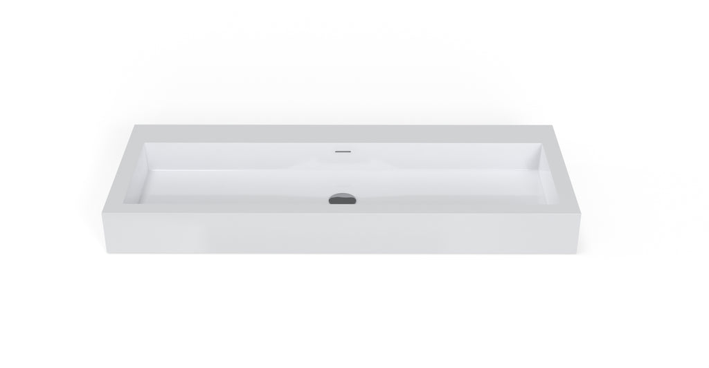 Badeloft WT-06-XXL glossy white wall mounted sink, silo view 1