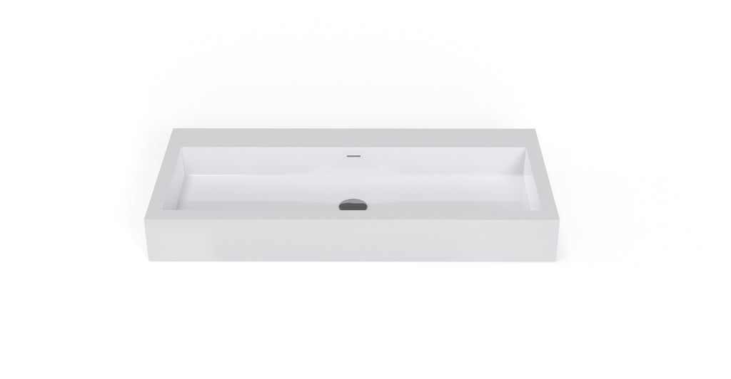 Badeloft WT-06-XL glossy white wall mounted sink, silo view 1