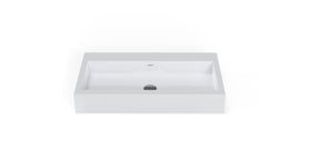 Badeloft WT-06-L glossy white wall mounted sink, front view