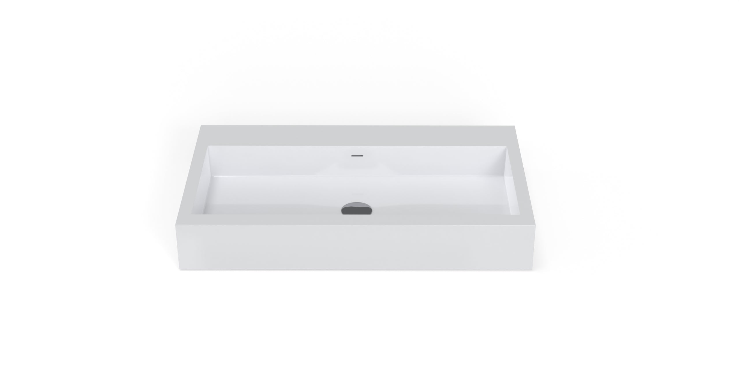 Badeloft WT-06-L glossy white wall mounted sink, front view