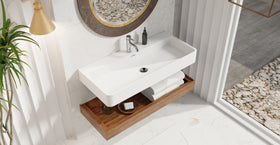Badeloft WT-01-XL glossy white wall mounted sink, lifestyle view 1