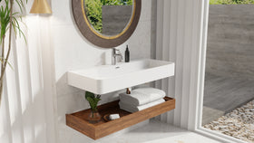 Badeloft WT-01-XL glossy white wall mounted sink, lifestyle view 3