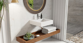 Badeloft WT-06-S glossy white wall mounted sink, lifestyle view 2