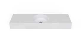 Badeloft WT-02-C glossy white wall mounted sink, front view