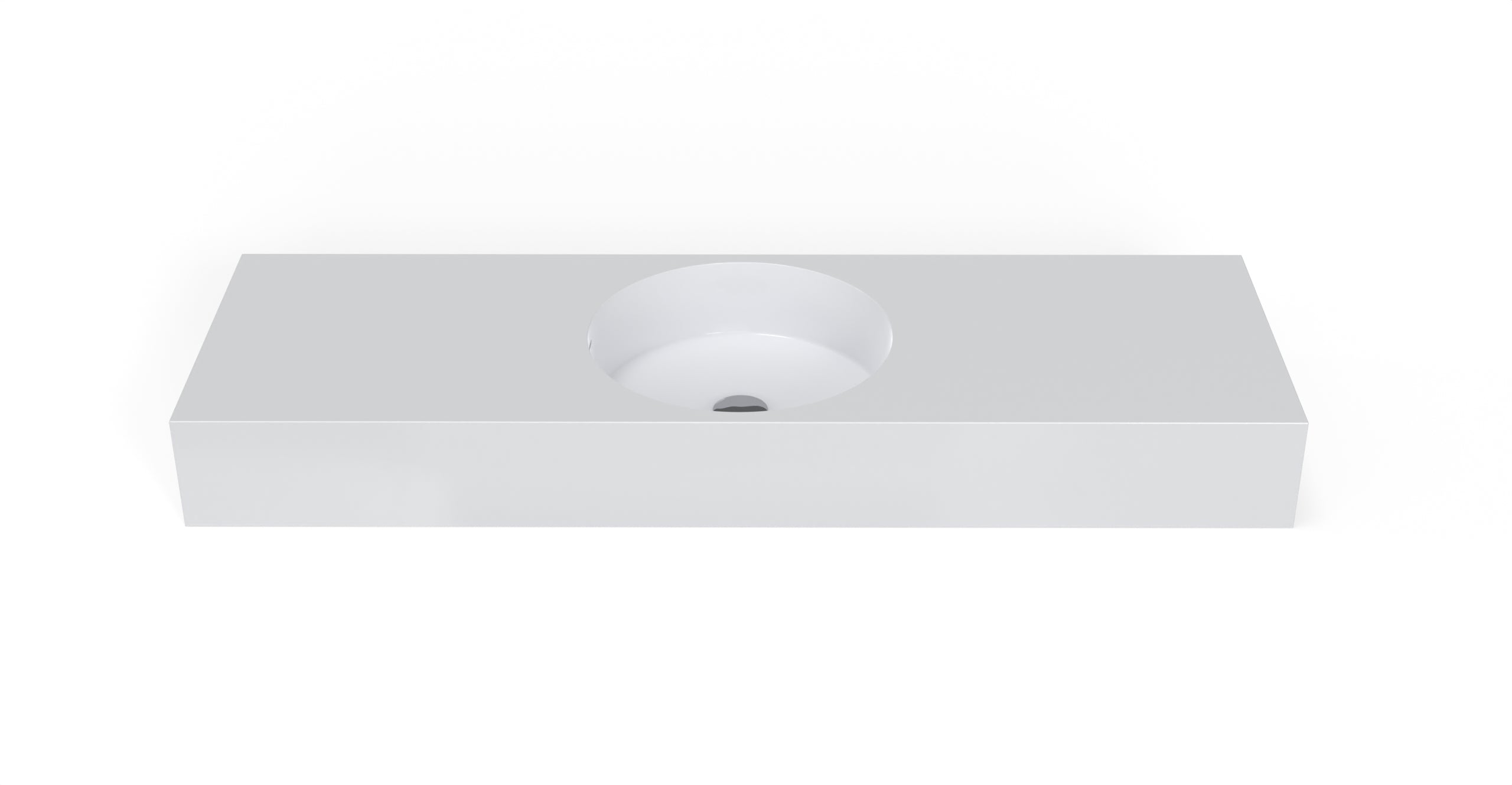 Badeloft WT-02-C glossy white wall mounted sink, front view