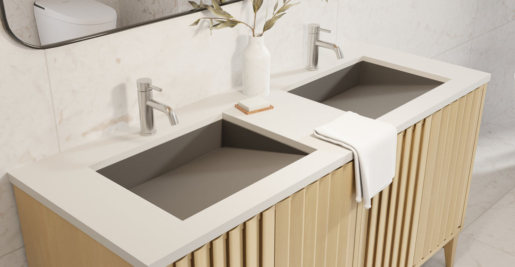 Badeloft UB-04-M-BLK matte black undermount ramp sink, lifestyle view 4