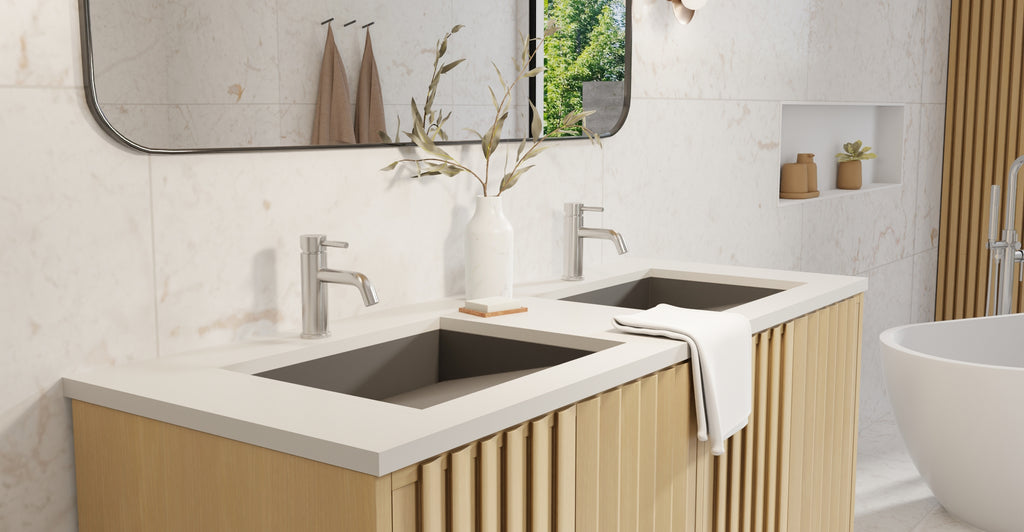 Badeloft UB-04-M-BLK matte black undermount ramp sink, lifestyle view 5