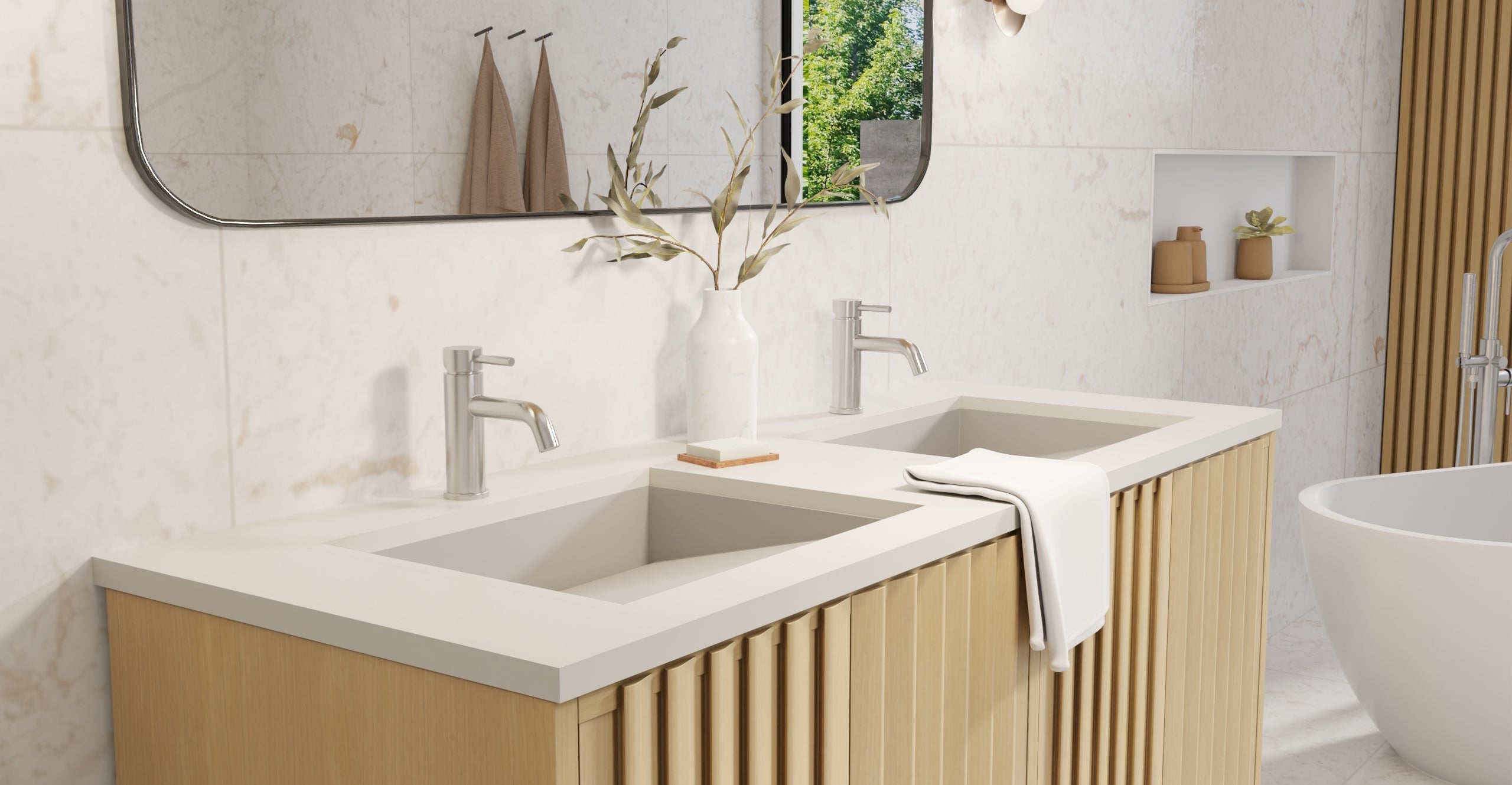 Badeloft UB-04-M-GRY matte grey undermount ramp sink, lifestyle view 5