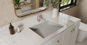 Badeloft UB-04-M-GRY matte grey undermount ramp sink, lifestyle view 3