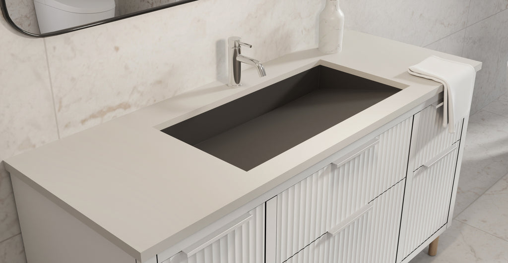 Badeloft UB-04-32-BLK matte black undermount ramp sink, lifestyle view 4