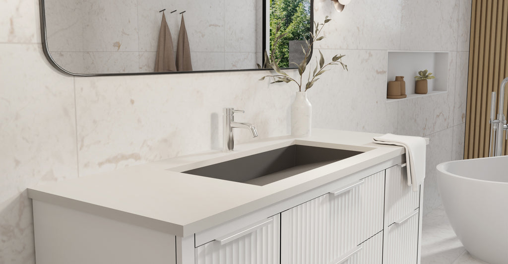 Badeloft UB-04-32-BLK matte black undermount ramp sink, lifestyle view 5