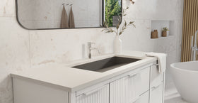 Badeloft UB-04-32-BLK matte black undermount ramp sink, lifestyle view 5