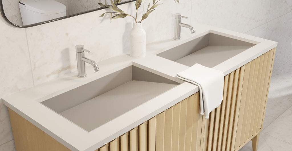 Badeloft UB-04-L-GRY matte grey undermount ramp sink, lifestyle view 4