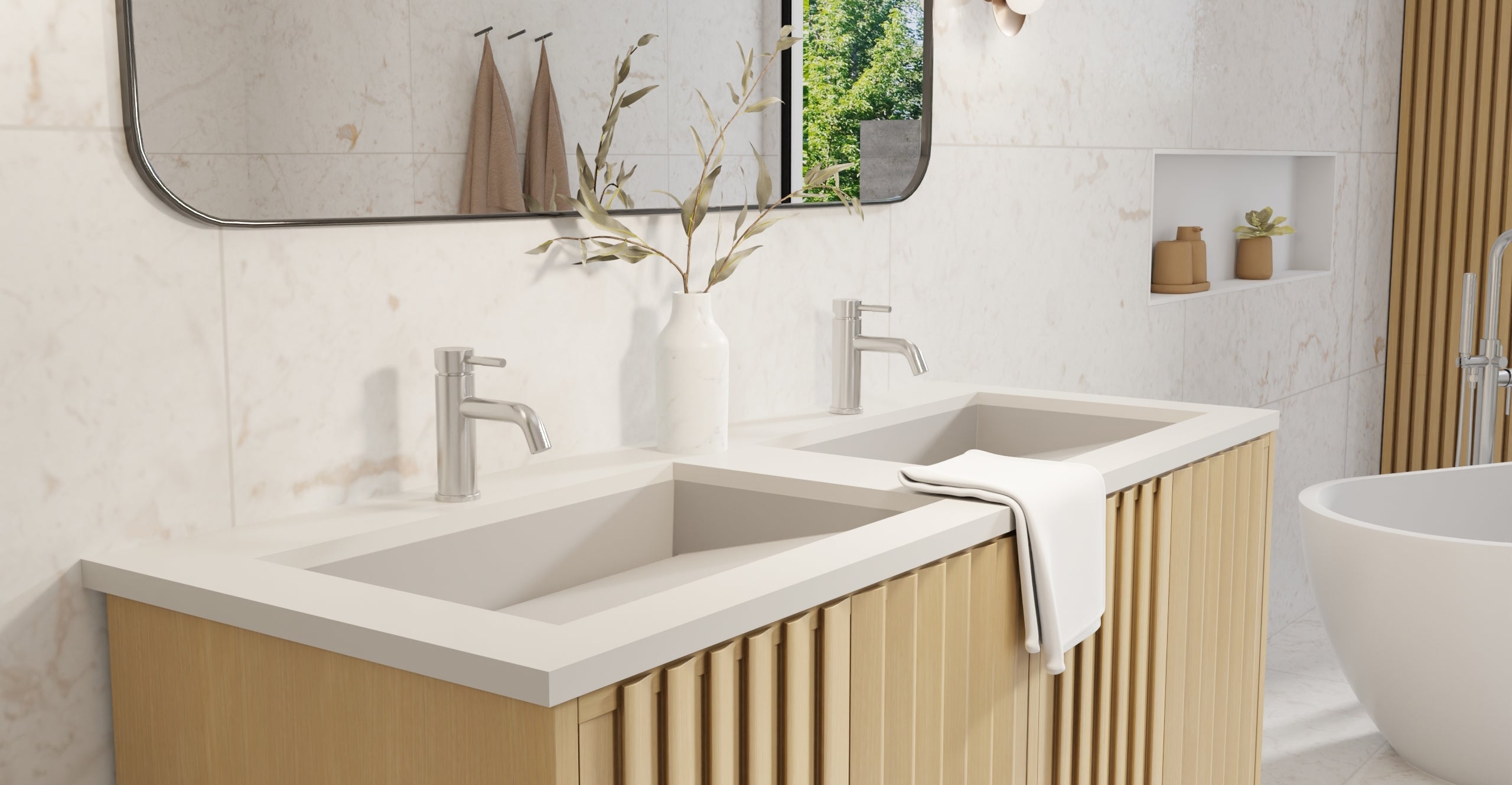 Badeloft UB-04-L-GRY matte grey undermount ramp sink, lifestyle view 5