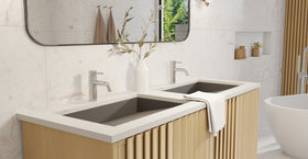 Badeloft UB-04-L-BLK matte black undermount ramp sink, lifestyle view 5