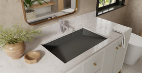 Badeloft UB-04-L-BLK matte black undermount ramp sink, lifestyle view 3