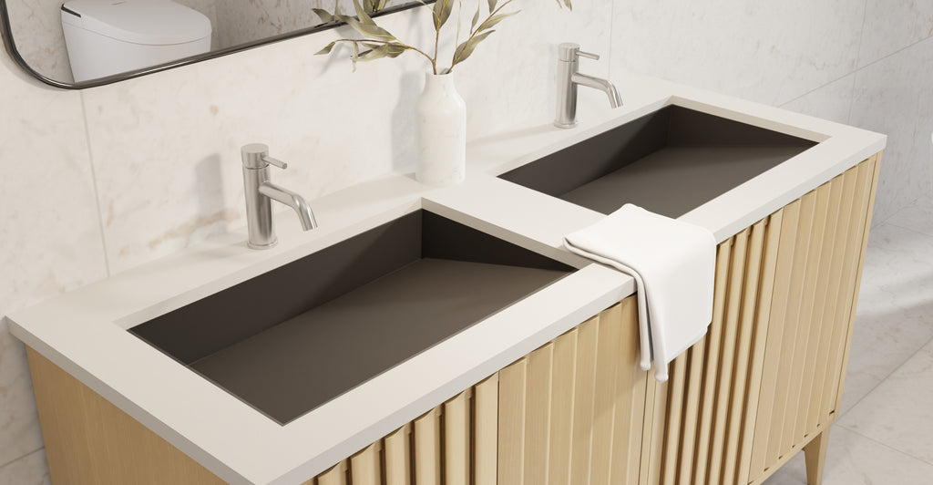 Badeloft UB-04-L-BLK matte black undermount ramp sink, lifestyle view 4