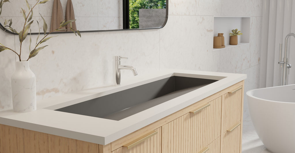Badeloft UB-04-XL-BLK matte black undermount ramp sink, lifestyle view 5