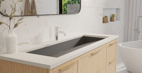 Badeloft UB-04-XL-BLK matte black undermount ramp sink, lifestyle view 5
