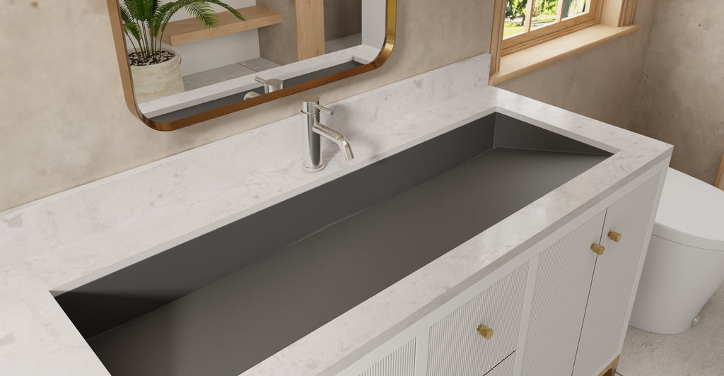 Badeloft UB-04-XL-BLK matte black undermount ramp sink, lifestyle view 3