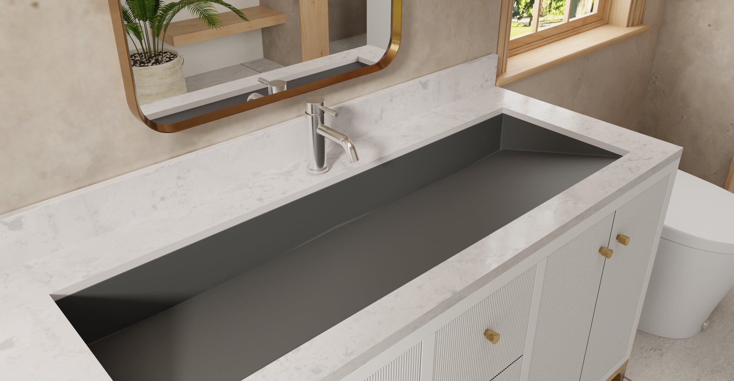 Badeloft UB-04-XL-BLK matte black undermount ramp sink, lifestyle view 3