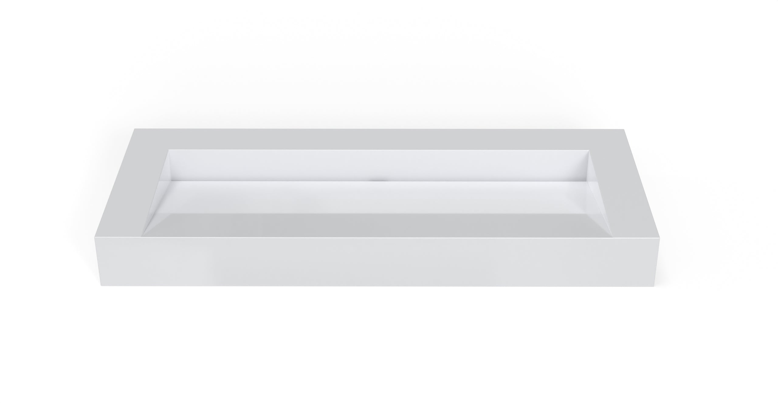 Badeloft WT-04-C glossy white wall mounted sink, front view