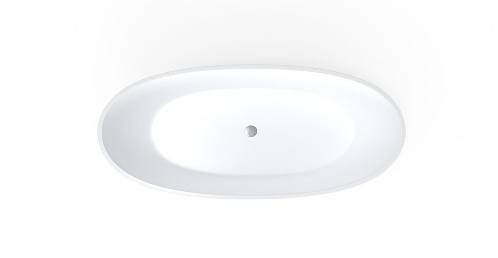 Badeloft BW-10-XL glossy white freestanding bathtub, top view