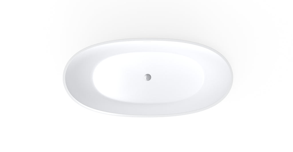Badeloft BW-10-L glossy white freestanding bathtub, top view