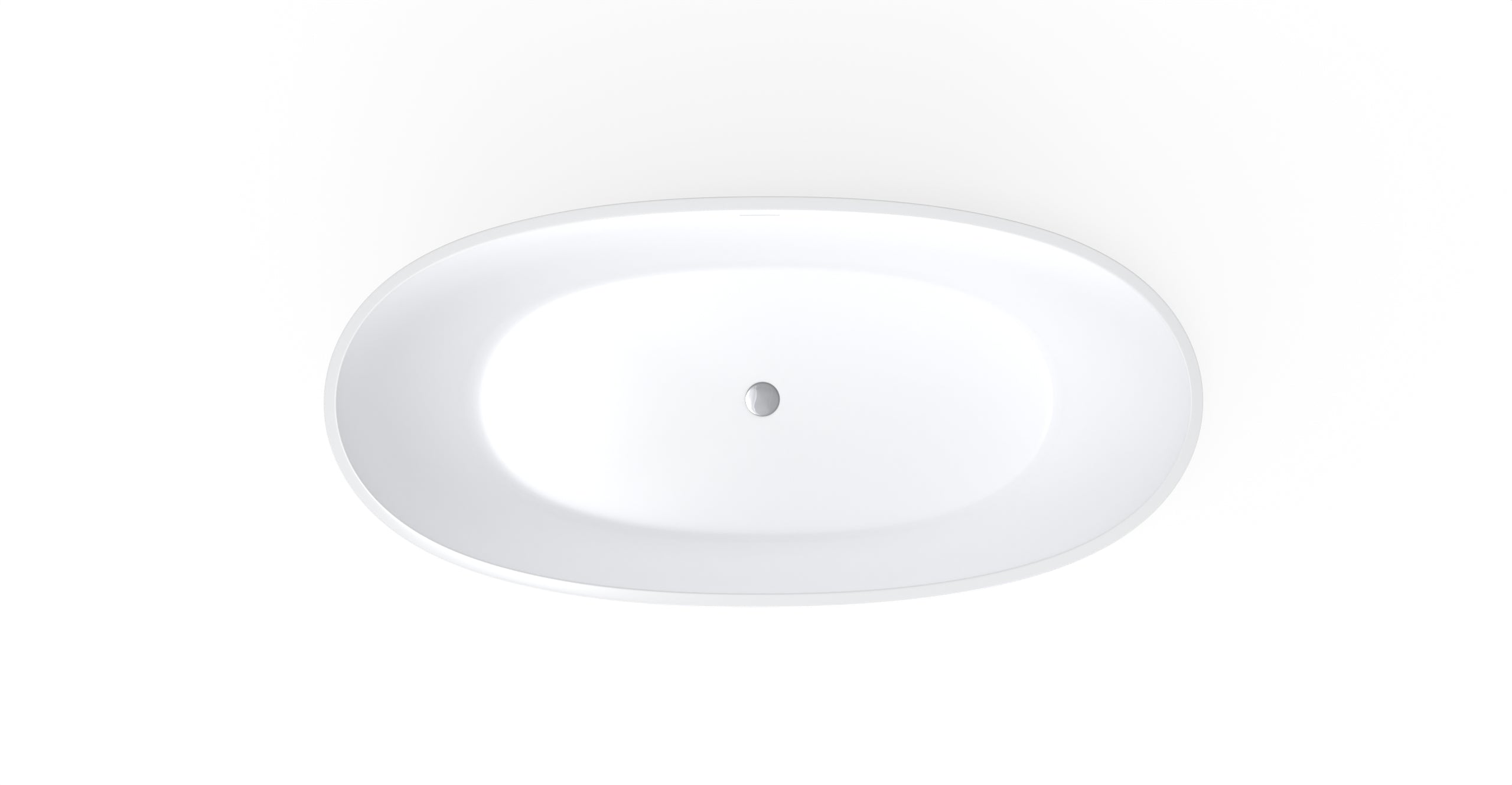 Badeloft BW-10-L glossy white freestanding bathtub, top view