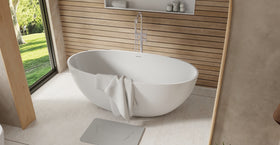 Badeloft BW-10-M glossy white freestanding bathtub, lifestyle view 5