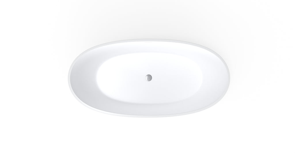 Badeloft BW-10-M glossy white freestanding bathtub, top view