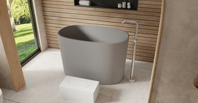 Badeloft BW-08-S-GRY matte grey freestanding bathtub, lifestyle view 3