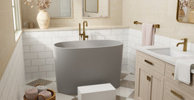 Badeloft BW-08-S-GRY matte grey freestanding bathtub, lifestyle view 7