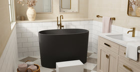 Badeloft BW-08-S-BLK matte black freestanding bathtub, lifestyle view 7