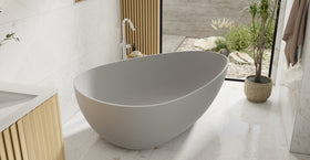 Badeloft BW-01-XXL-GRY matte grey freestanding bathtub, lifestyle view 6