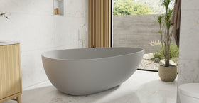 Badeloft BW-01-XXL-GRY matte grey freestanding bathtub, lifestyle view 5