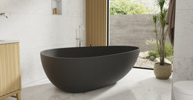 Badeloft BW-01-XXL-BLK matte black freestanding bathtub, lifestyle view 5