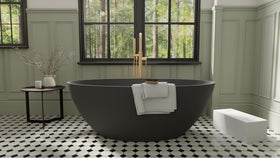 Badeloft BW-05-L-BLK matte black freestanding bathtub, lifestyle view 7