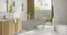 Badeloft BW-07-GRY matte grey freestanding bathtub, lifestyle view 4