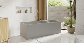 Badeloft BW-06-XL-GRY matte grey freestanding bathtub, lifestyle view 5