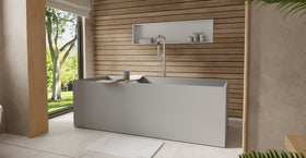 Badeloft BW-06-XL-GRY matte grey freestanding bathtub, lifestyle view 2