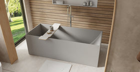 Badeloft BW-06-XL-GRY matte grey freestanding bathtub, lifestyle view 3